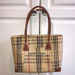 Straw plaid small handbag